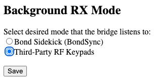 Save button for bridge configuration